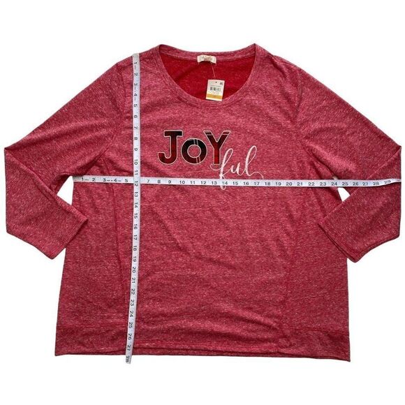 Style & Co Plus Size Shirt Top Women's 3X Red JOYFUL Positive Graphic NEW - Picture 4 of 12